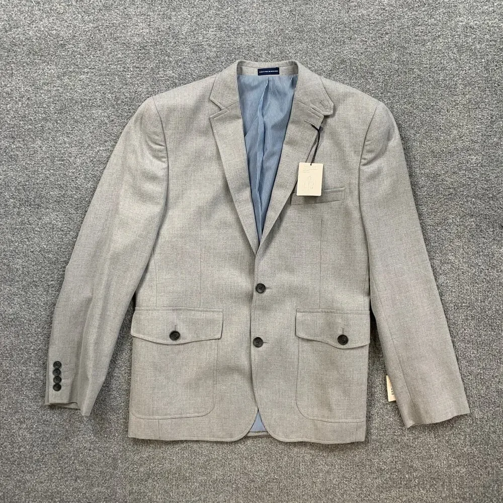 Stafford Blazer Mens 40 Slim Fit Gray Textured Sport Coat Single Breasted NWT